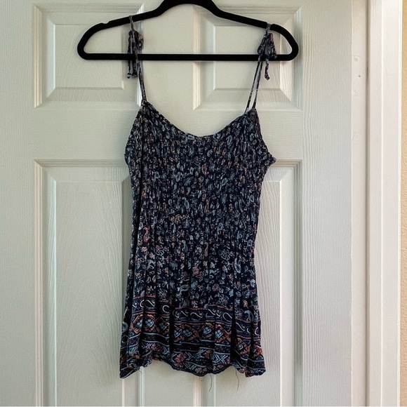 Oboe Women’s Floral Print Peplum Tie Sleeve Tank Top - Picture 1 of 6